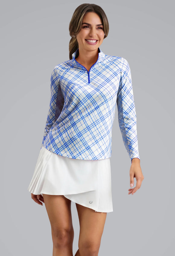 New Ibkul Tony Print Long Sleeve Mock Neck Top MSP $105