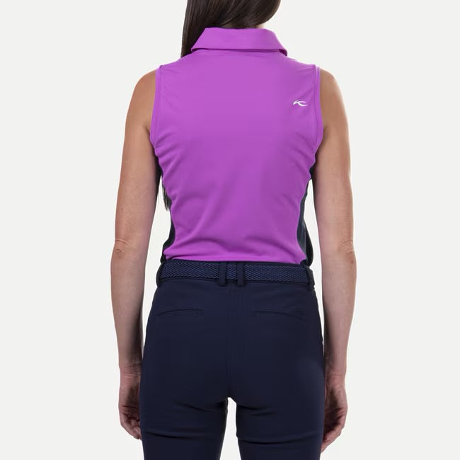 New Kjus Women's Cool Recovery Sleeveless Polo Foxglove/Blue Size M MSP$119 - 0