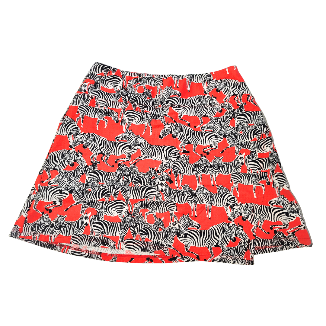 Ibkul Red Zebra Faux Wrap Women's Golf Skort Size S MSP$101