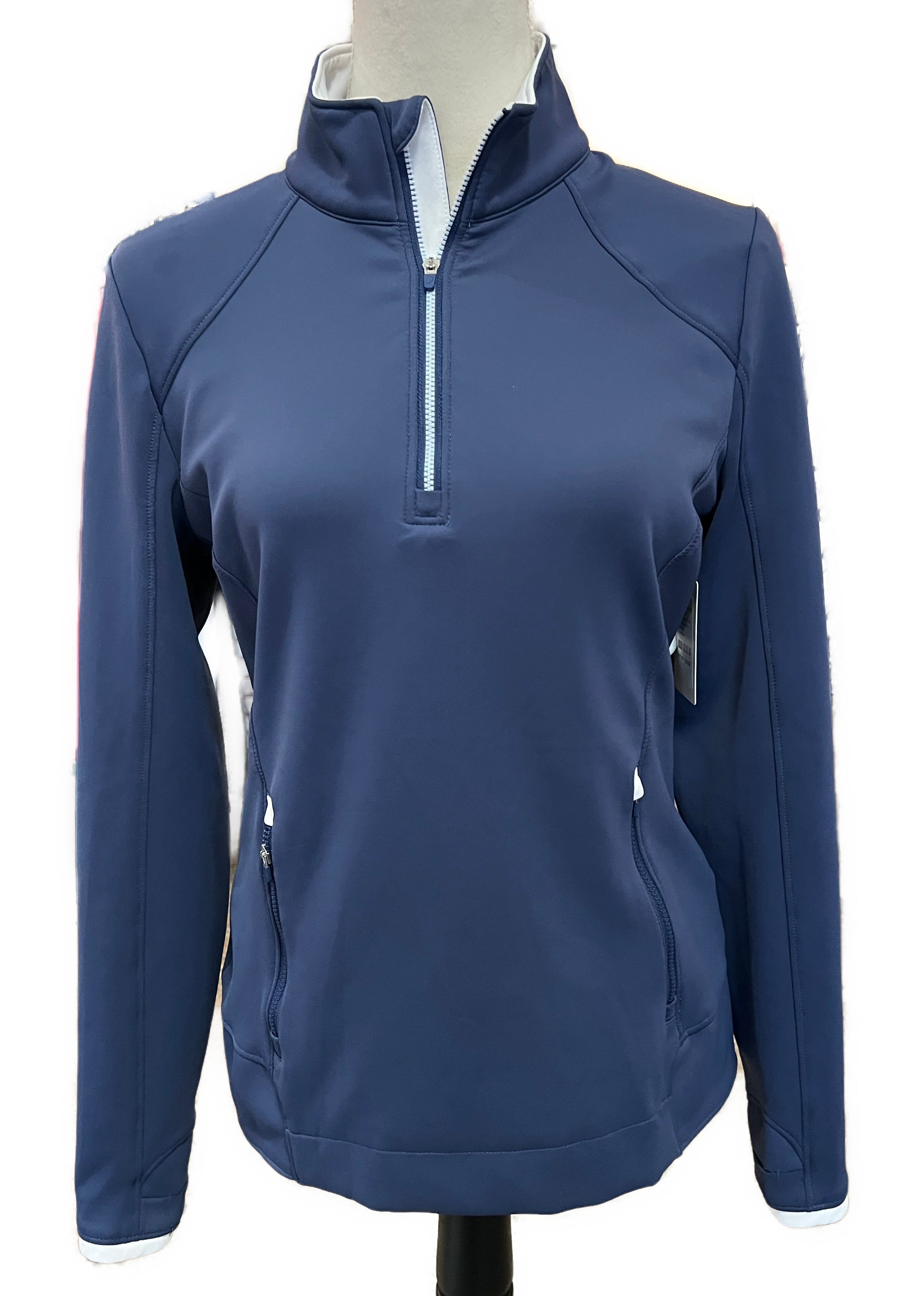 Women's Zero Restriction Navy Sofia Zip Pullover Size M. MSP$168