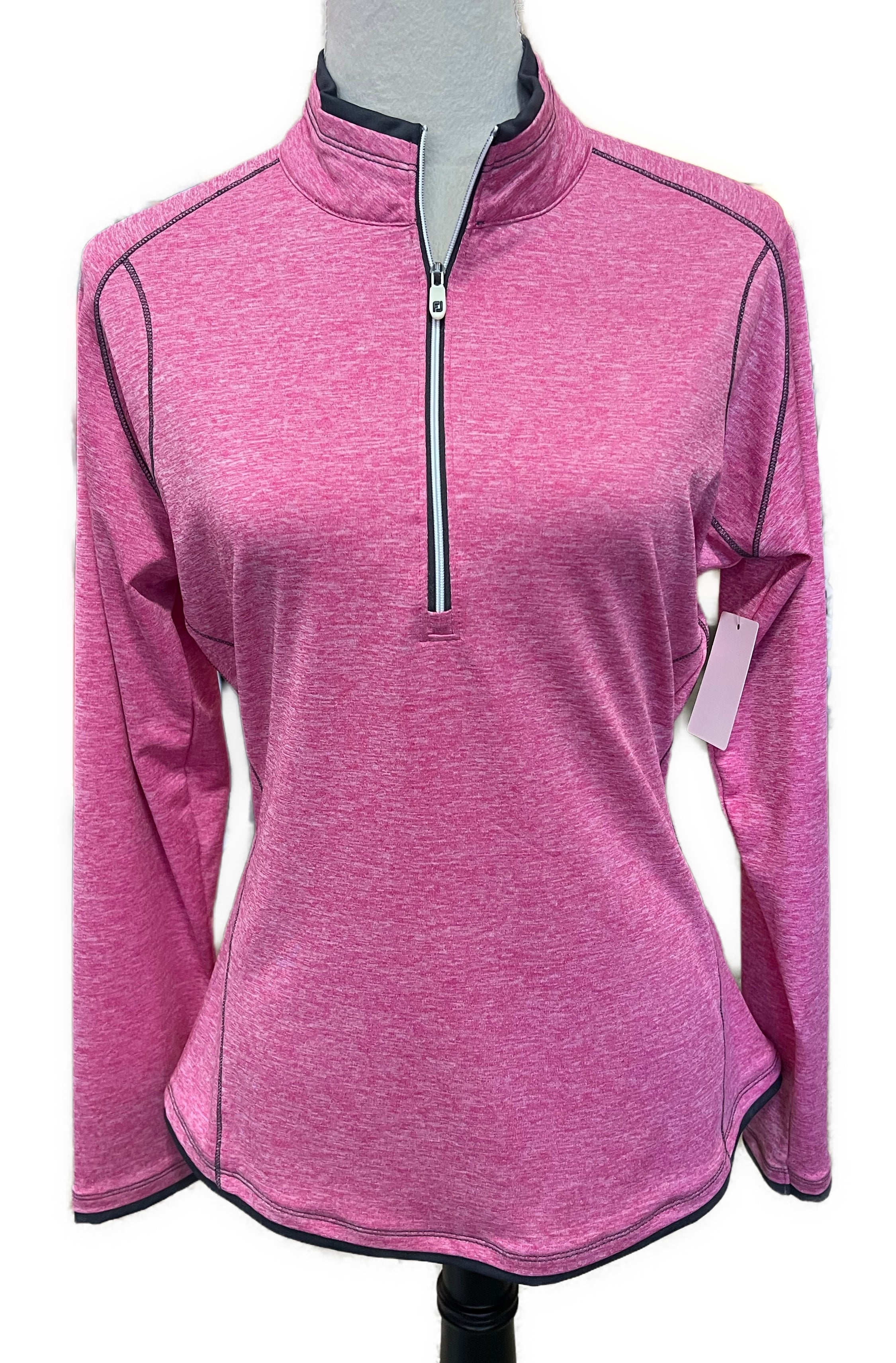 Footjoy Women's Hot Pink Heather Half Zip Golf Pullover Size M MSP$95