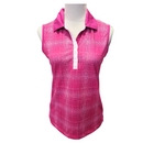 Nivo Sport Magenta & White Plaid Sleeveless Women's Golf Polo w/ Blue Accents Size S-1