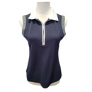 Cutter & Buck Navy & Gray Ribbed 1/4 Zip Sleeveless Women's Golf Top Size S-1