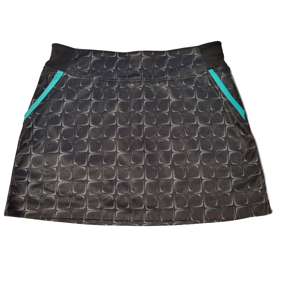 PGA Tour Black Printed Golf Skort w/ Teal Lined Pockets Size S