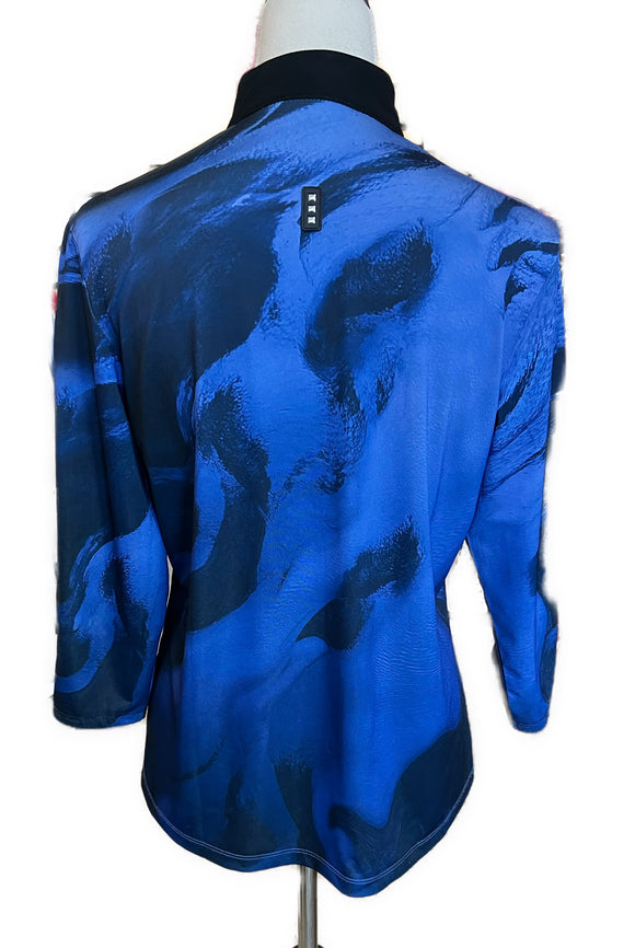 Jamie Sadock Women's 3/4 Sleeve Blue Golf Top w/ Horse Size M. MSP$109