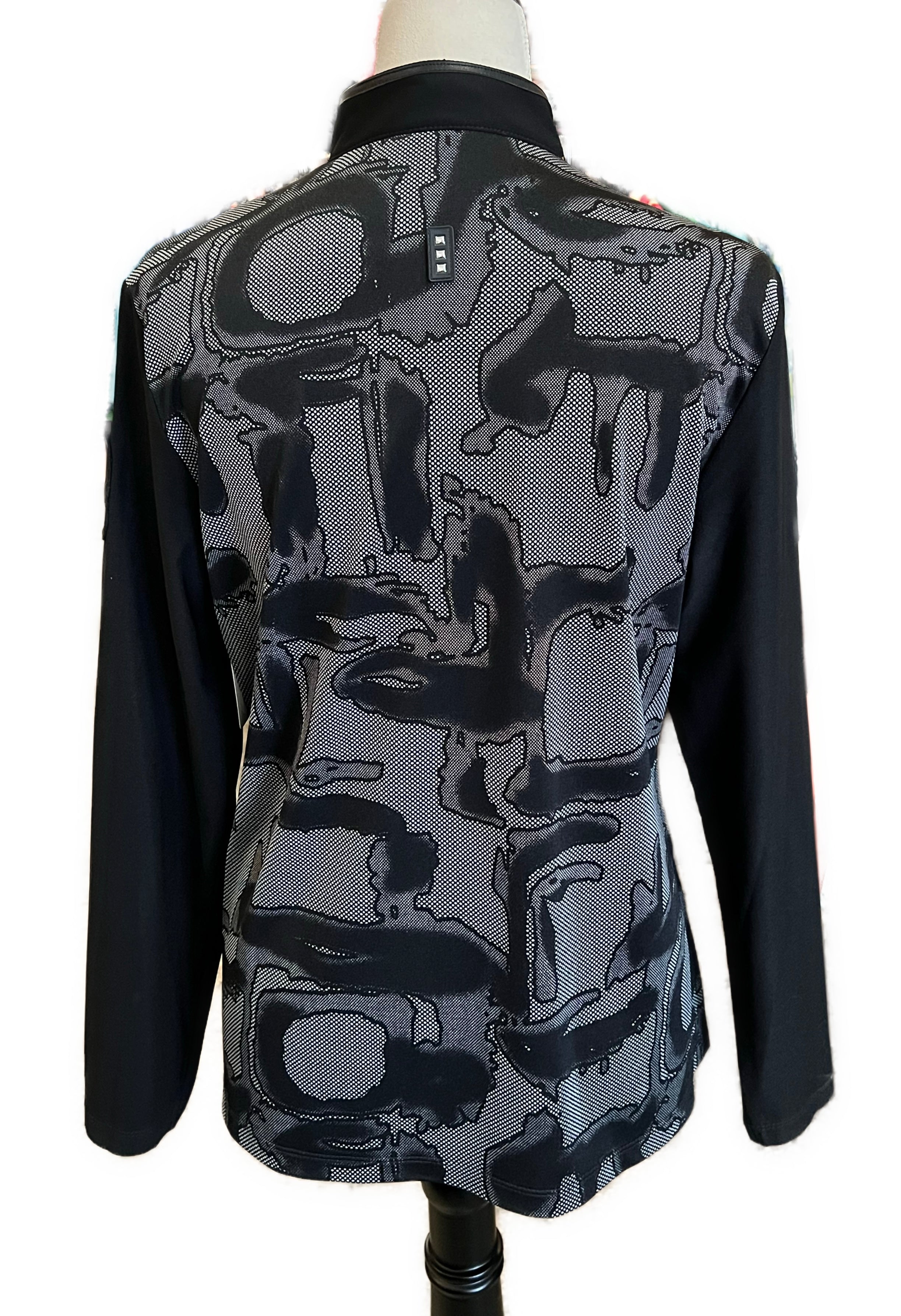 Jamie Sadock Women's Black & Pink Print Full-Zip Golf Top Size M MSP$119 - 0