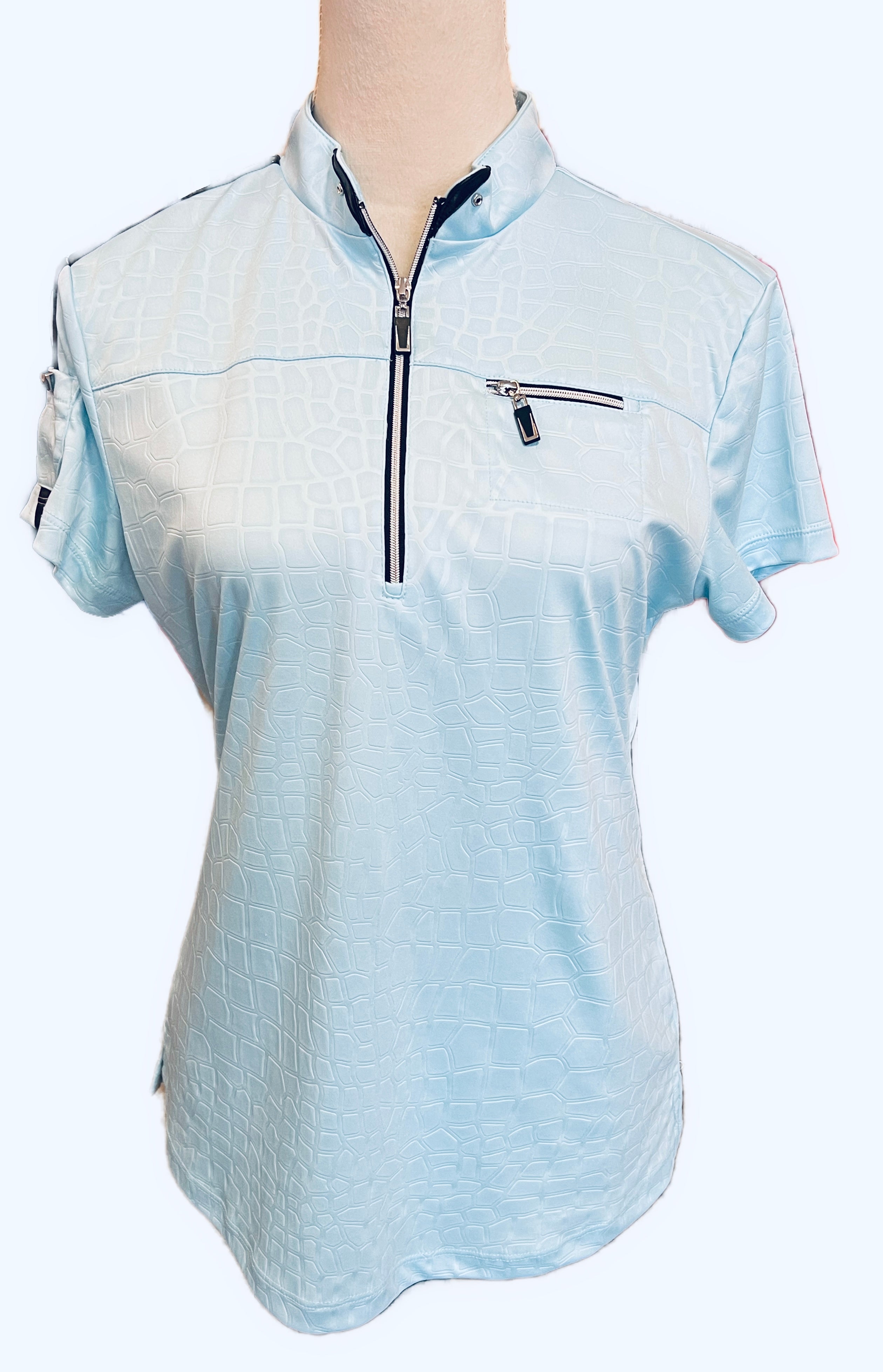 Jamie Sadock Blue Textured Short Sleeve Golf Top Size M. MSP$99