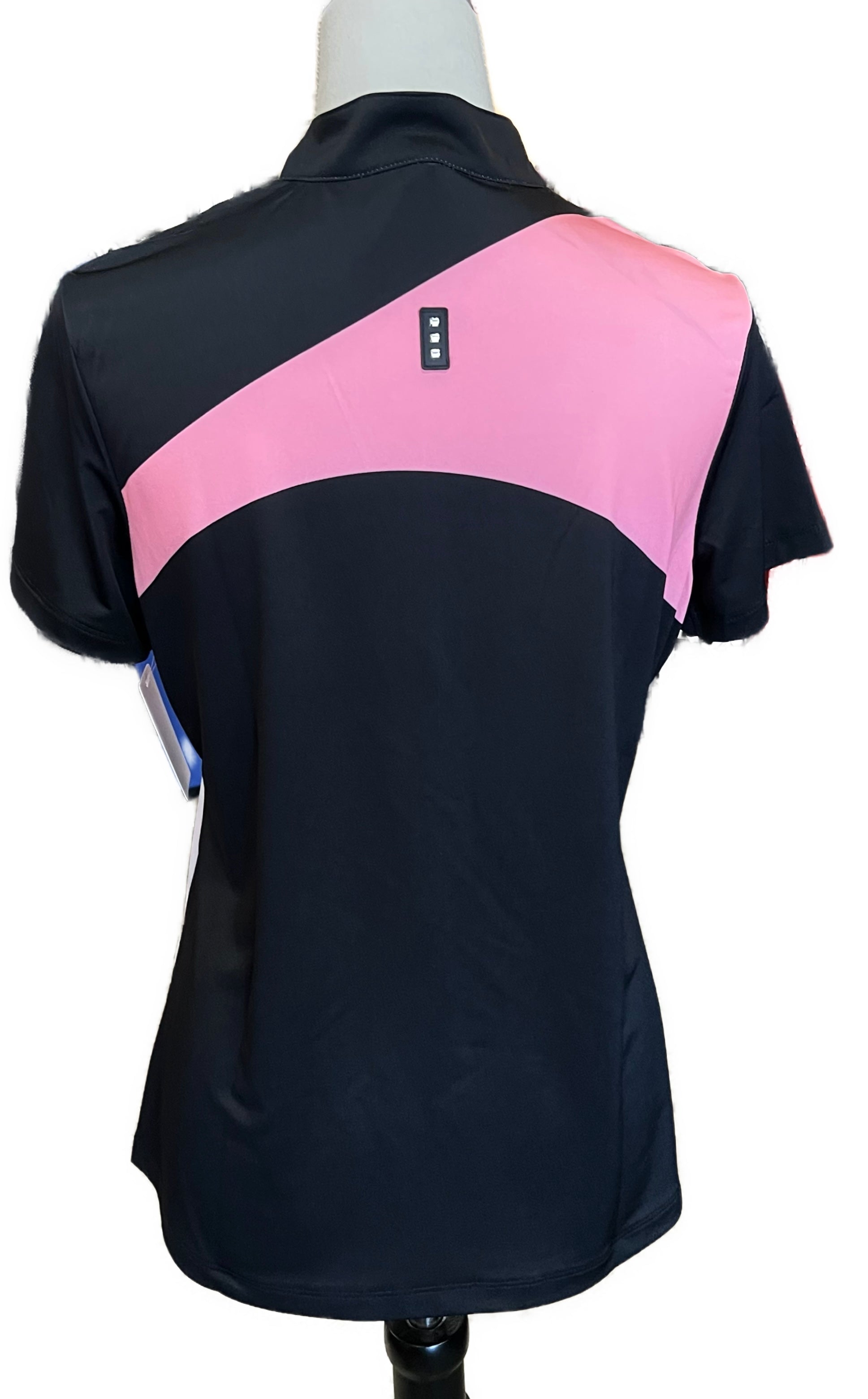 Jamie Sadock Black, Pink, Gray & Yellow Short Sleeve Golf Top Size M. MSP$90 - 0