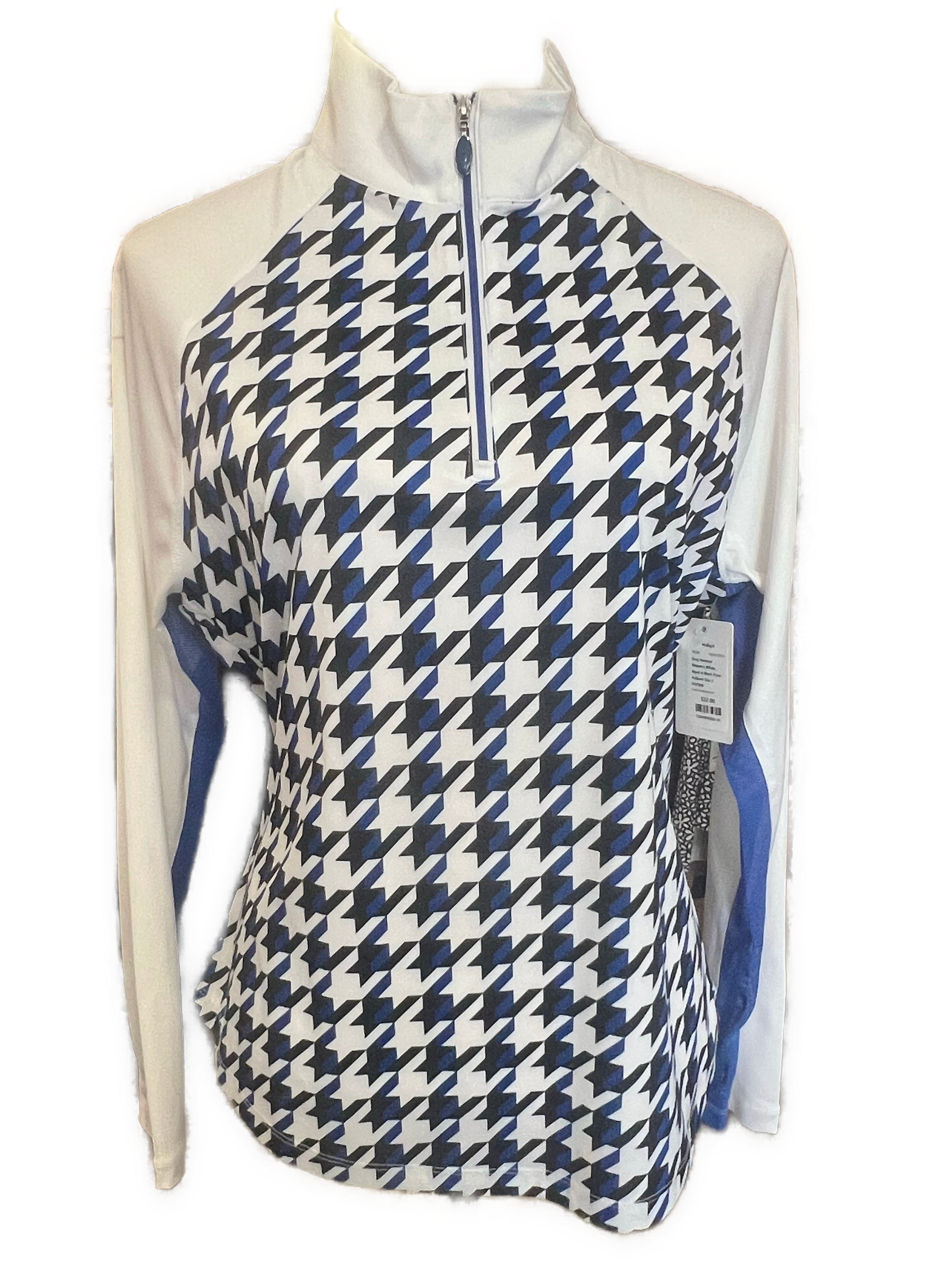 Greg Norman Women's White, Royal & Black Print Pullover Size L MSP$89