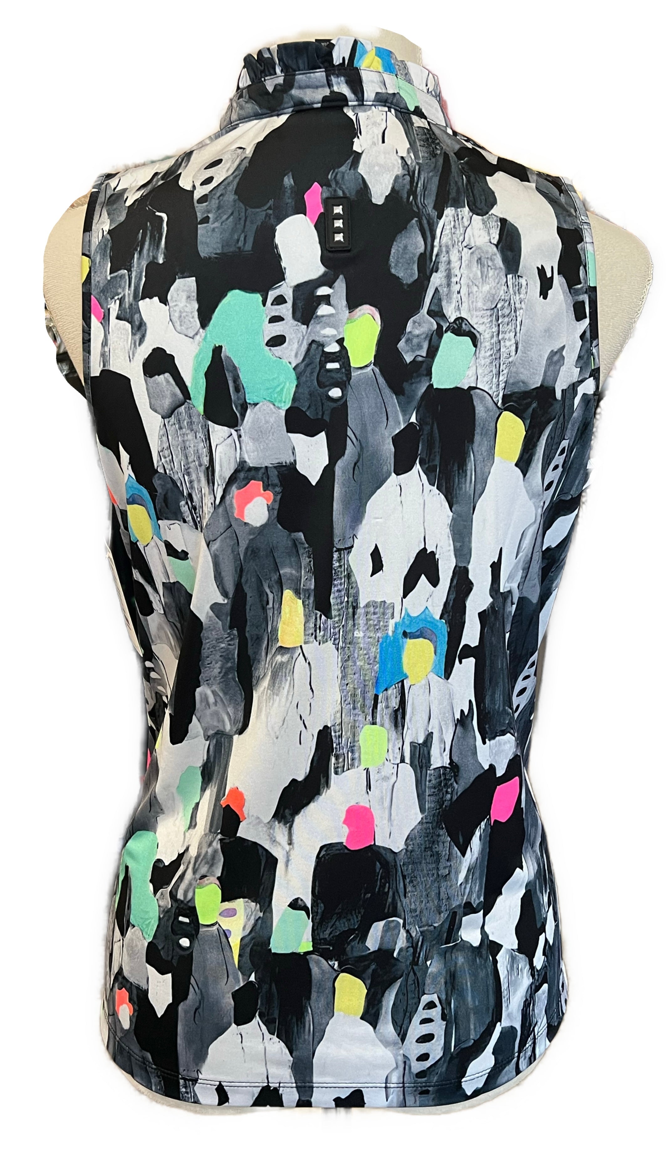 Jamie Sadock Abstract People Print Sleeveless Golf Top Size M. MSP$90 - 0