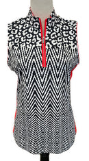 Tail Womens Navy/White w/Red Animal Print Sleeveless Golf Polo Size M MSP$101-1