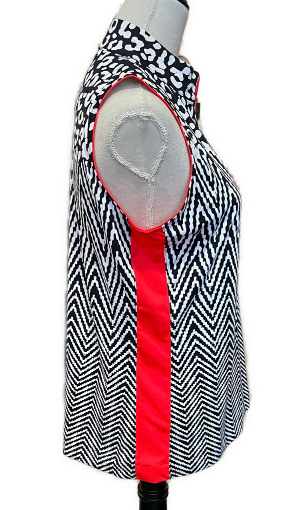 Tail Womens Navy/White w/Red Animal Print Sleeveless Golf Polo Size M MSP$101