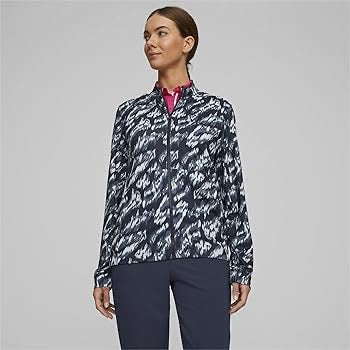 New Women's Puma Cloudspun Navy Animal Print Jacket Size S MSP$80 - 0