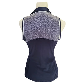 PGA Tour Navy & White Squared Woven Sleeveless Women's Golf Top Size S - 0