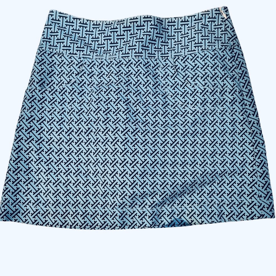 Cutter & Buck  Aqua & Navy Geometric Woven  Printed Women's Golf Skort Size 2