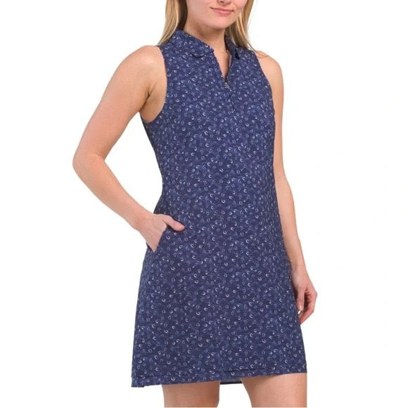 New Peter Millar Women's Carner Tossed Paisley Sleeveless Golf Dress MSP$160