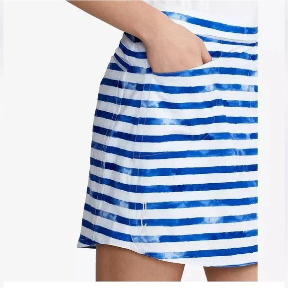 Ralph Lauren RLX WHite & Blue Striped Golf Skort Size M. MSP$148