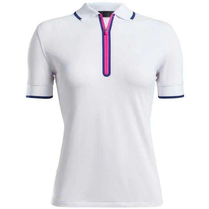 G/FORE Womens Contrast Zip Golf Polo w/ logo Size M MSP$120