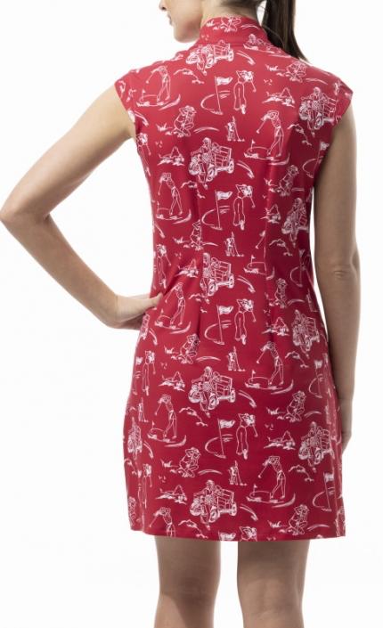 San Soleil Solstice Cool 36" Sleeveless Print Golf Dress - Birdie Scarlet Size M MSP$138 - 0