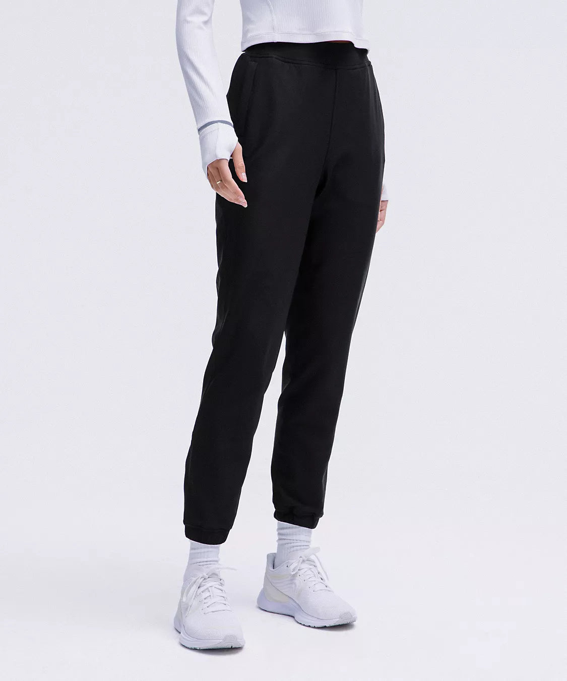 Women's Lululemon Black Adapted State High Rise Full Length Fleece Joggers Size 6 MSP$138