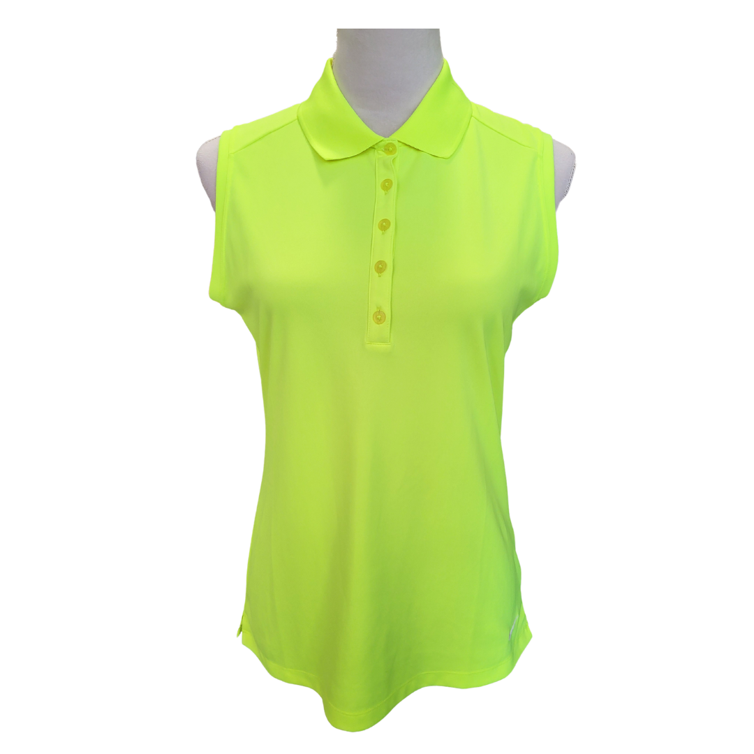 Women's Nike Golf Tour Performance Neon Yellow Sleeveless Golf Polo Size M MSP$60