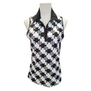 Women's Callaway Sleeveless Black & White Geo Print Golf Polo Size M-1