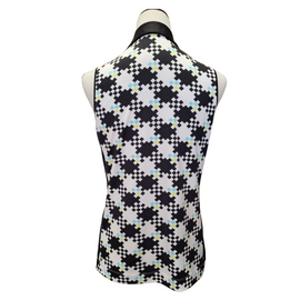 Women's Callaway Sleeveless Black & White Geo Print Golf Polo Size M - 0