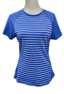 Footjoy Women's Blue Striped Short Sleeve Top Size S-1
