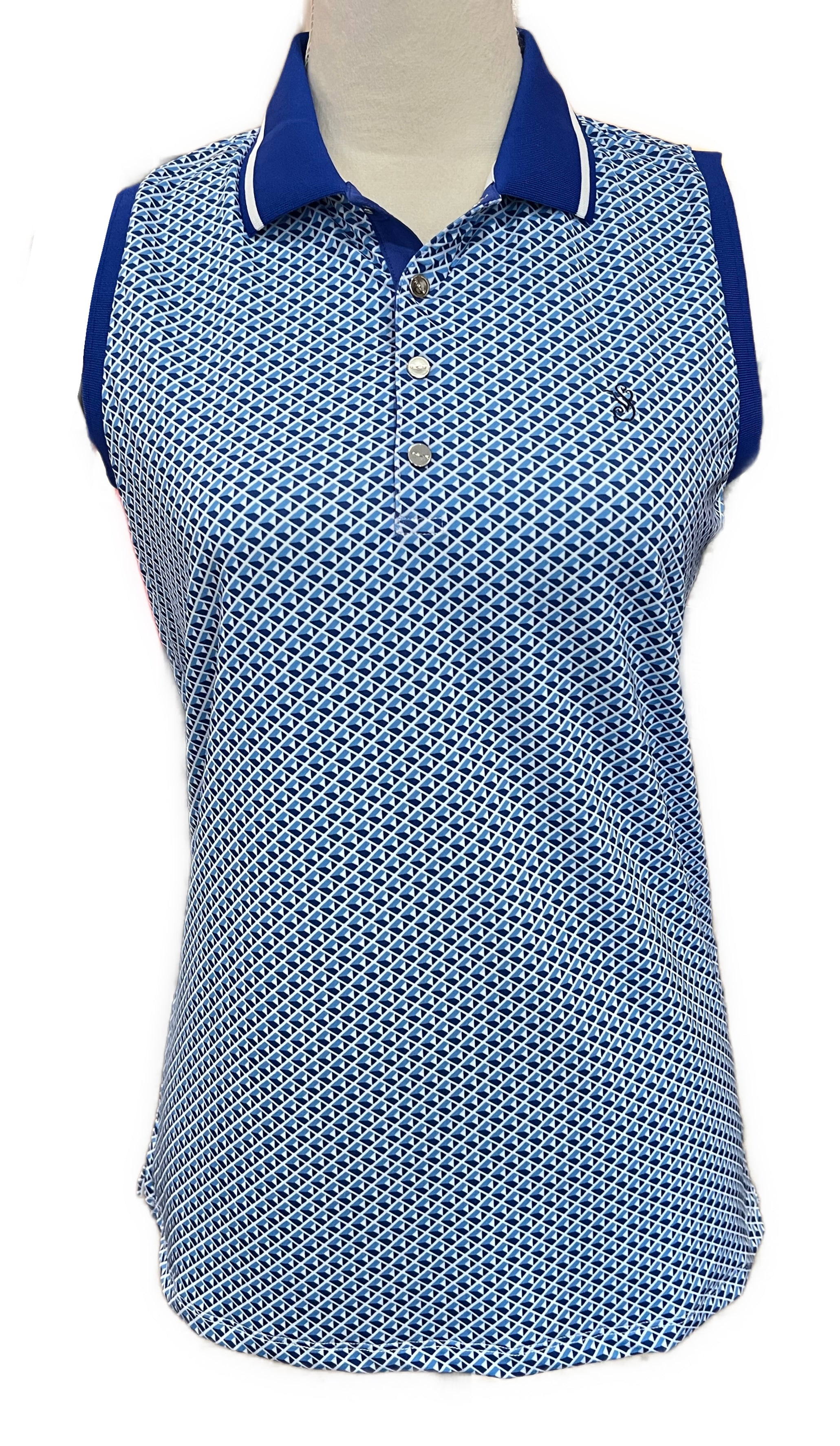 Ralph Lauren RLX Royal Geo Print Sleeveless Golf Polo w/ Logo Size M. MSP$98