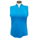 Tail Women's Sandria Zip Sleeveless Golf Top- Destny Blue  Size XL MSP$91-1