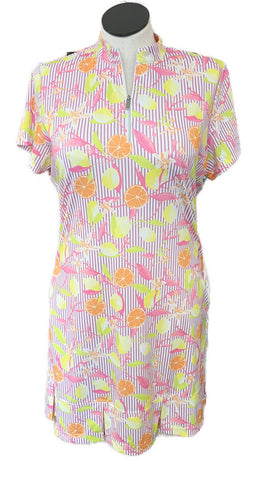 Tail Activewear Short Sleeve Tropical Citrus Print Golf Dress Size XL MSP$100