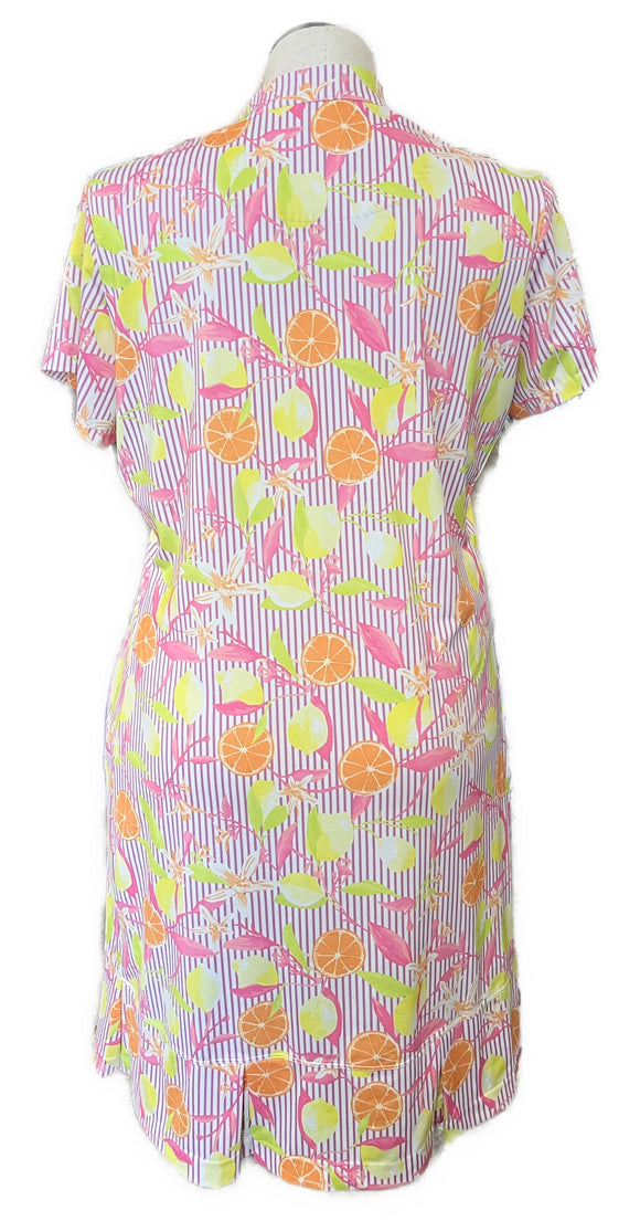 Tail Activewear Short Sleeve Tropical Citrus Print Golf Dress Size XL MSP$100
