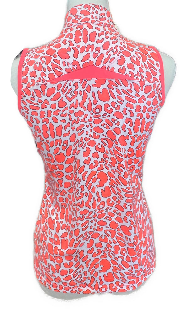 Tail White Label Women's Neon Coral Animal Print Sleeveless Golf Top Size XS