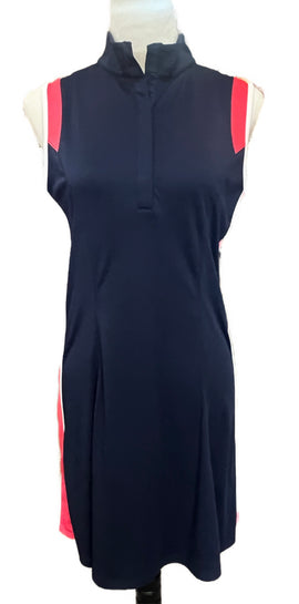 Callaway Navy Women's Sleeveless Golf Dress w/ Pink & White Accents Size M MSP$110