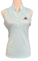 Greg Norman Women's Aqua Heathered Dot Sleeveless Golf Polo w/ Logo MSP$66-1