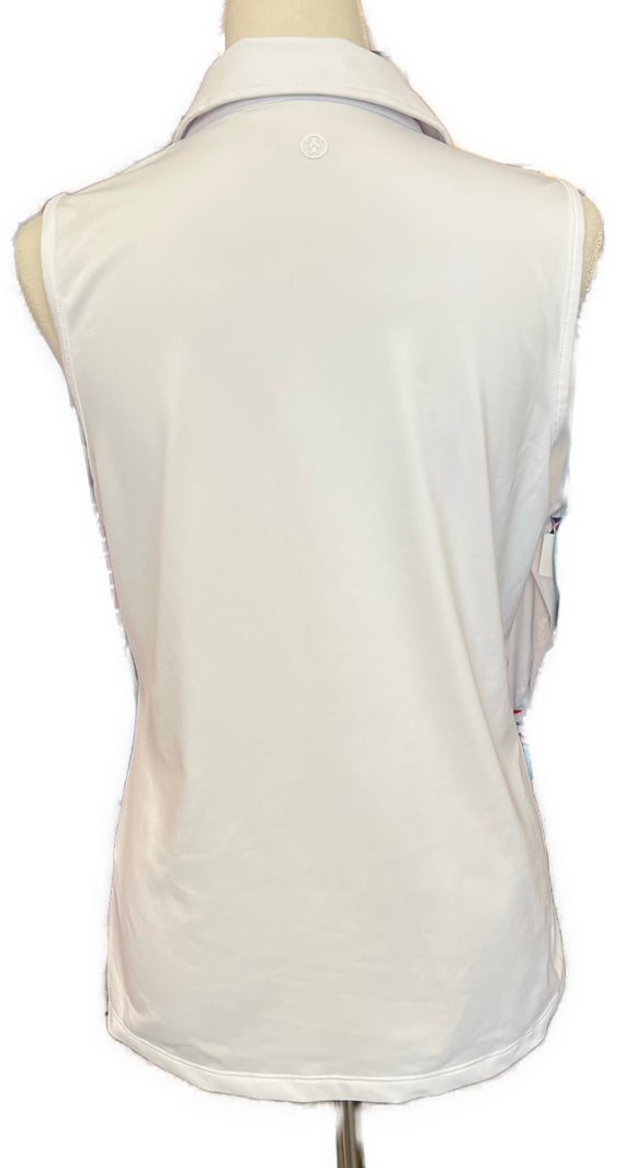 Women's G/Fore Multi V Tech Jersey Sleeveless Golf Polo Size L MSP$110