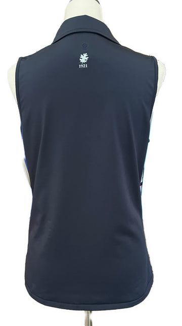 G/Fore Women's Multi V Navy/White/Blue Sleeveless Golf Polo Size L MSP$110 - 0