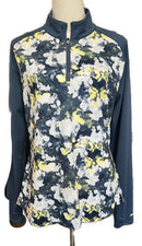 Slazenger Women's Slate Blue & Yellow Floral Golf Pullover Size L-1