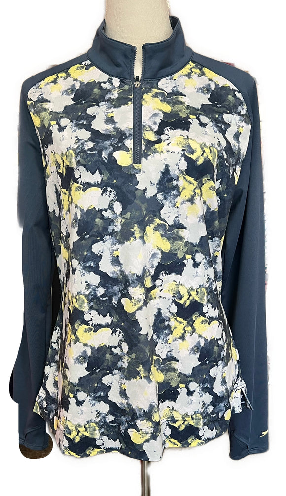 Slazenger Women's Slate Blue & Yellow Floral Golf Pullover Size L
