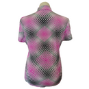 Tail Women's Fuchsia, Black & White Square Print Golf Polo Size XL MSP$96-2