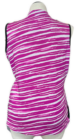 Tail Activewear Magenta & White Zebra Striped Sleeveless Golf Top Siize XL. MSp - 0