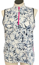 Tail Activewear White & Navy Print Sleeveless Golf Polo Size XL MSP$96-1