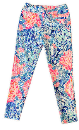 Lilly Pulitzer Luxletic Pink & Blue Sea Print Golf Pant Size 2 MSP$138 - 0