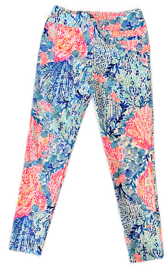 Lilly Pulitzer Luxletic Pink & Blue Sea Print Golf Pant Size 2 MSP$138