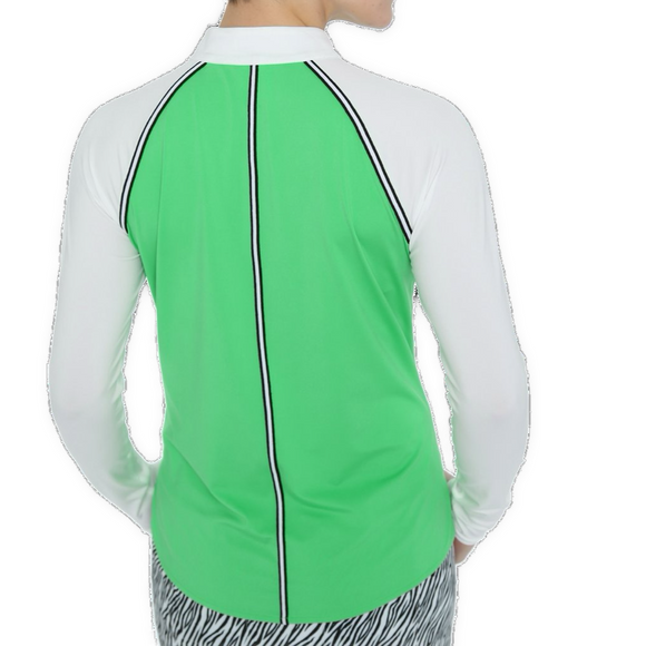 New Belyn Key Green & White Raglan Pullover Size S. MSP$108