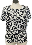 Tail White Black Animal Print Short Sleeve Activewear Top Size XL MSP$75-1