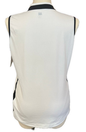 Tail Women's White Ribbed Golf Top with Navy Trim Size XL MSP$90 - 0