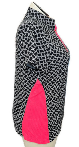 Tail Women's Black & White Grid Print Short Sleeve Golf Top Size XL MSp$100 - 0