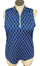 Tail Royal & Navy Geo Print Sleeveless Golf Top Size XL MSP$96-1