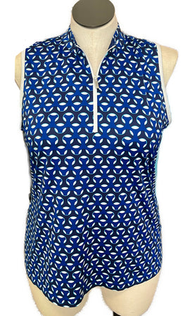 Tail Royal & Navy Geo Print Sleeveless Golf Top Size XL MSP$96